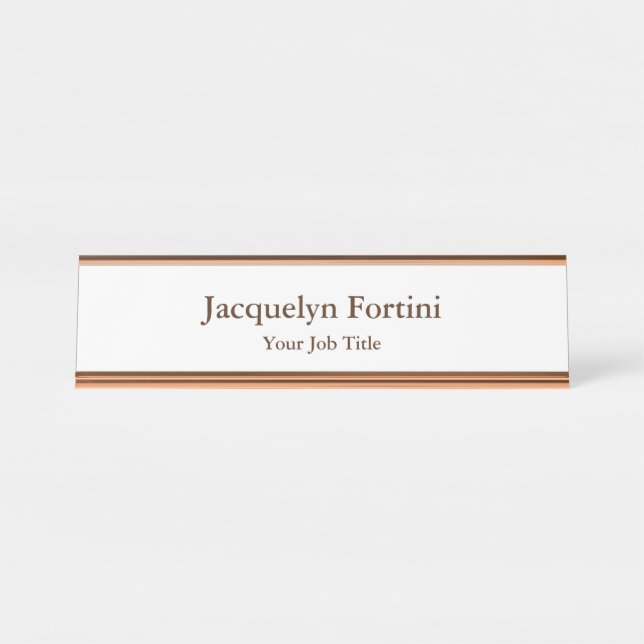 Plain Elegant Modern Minimalist Chic Desk Name Plate (Front)