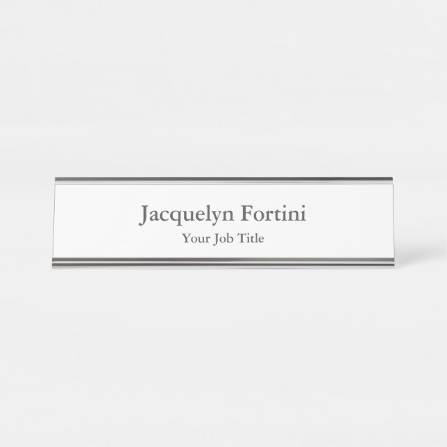 Plain Elegant Modern Minimalist Desk Name Plate (Front)