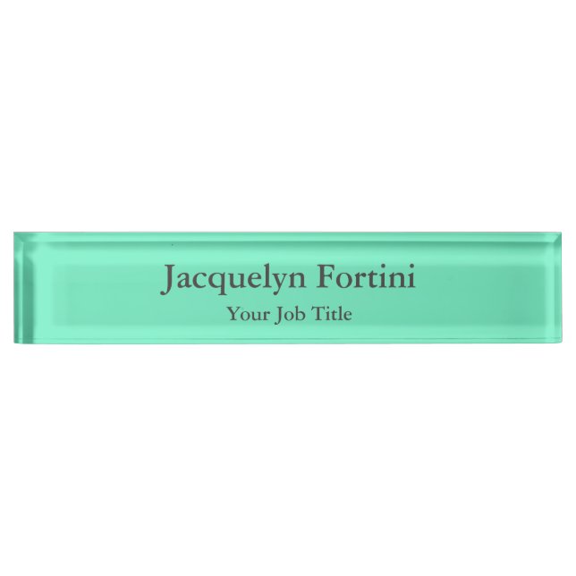 Plain Elegant Modern Minimalist Green Blue Nameplate (Front)