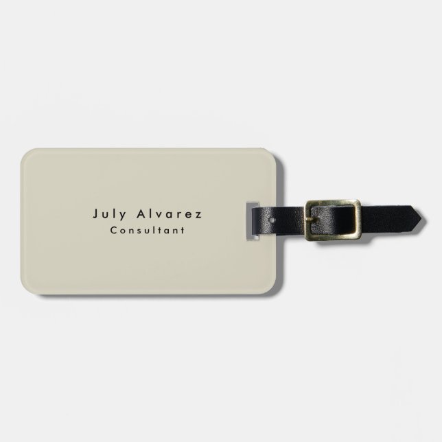 Plain Elegant Modern Minimalist Luggage Tag (Front Horizontal)