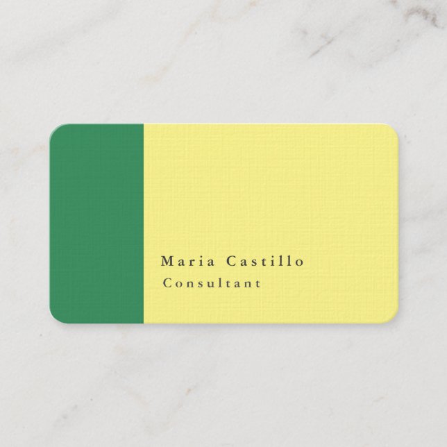 Plain Elegant Modern Minimalist Sea Green Cream Business Card (Front)