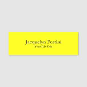Plain Elegant Modern Minimalist Yellow Name Tag