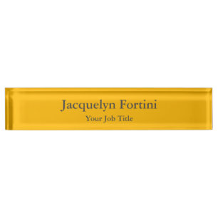 Plain Elegant Modern Minimalist Yellow Nameplate