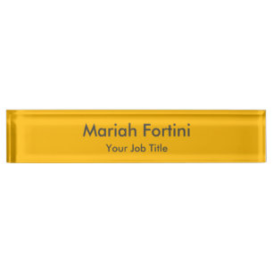 Plain Elegant Modern Minimalist Yellow Nameplate