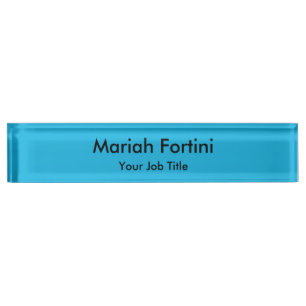 Plain Elegant Modern Minimalist Your Name Blue Nameplate