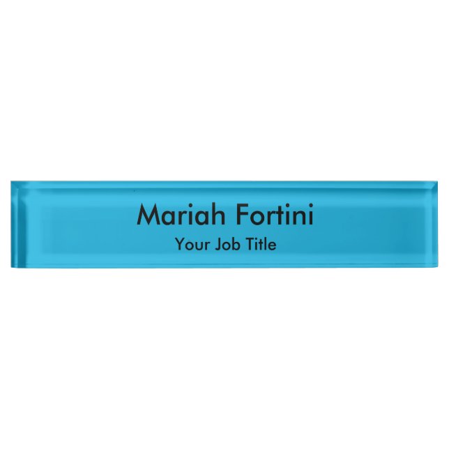 Plain Elegant Modern Minimalist Your Name Blue Nameplate (Front)