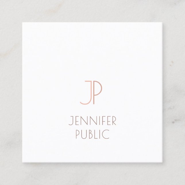 Plain Elegant Modern Monogram Trendy Design Luxury Square Business Card (Front)