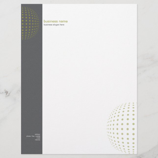 Plain Elegant Modern Simple Olive Dots Customised Letterhead (Front)