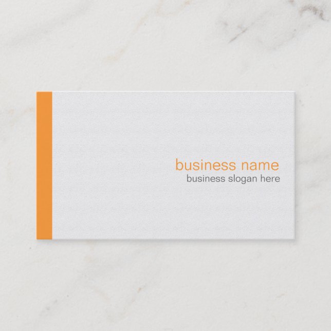 Plain Elegant Modern Simple Orange Stripe on White Business Card (Front)