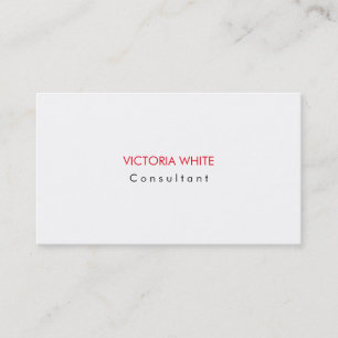 Plain Elegant Modern White Red Grey Minimalist Business Card