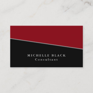 Plain Elegant Red Black Professional Modern Business Card