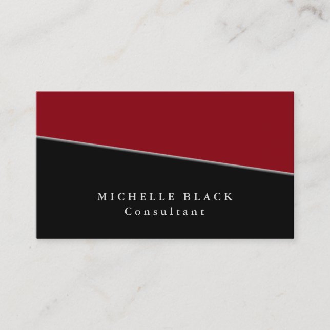 Plain Elegant Red Black Professional Modern Business Card (Front)