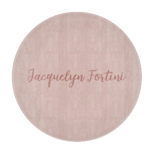 Plain Elegant Rose Gold Calligraphy Script Name Cutting Board