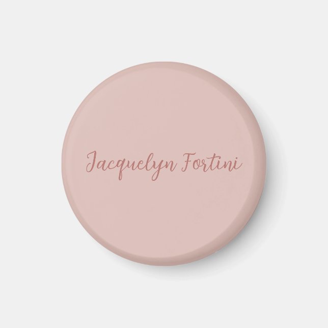 Plain Elegant Rose Gold Calligraphy Script Name Magnet (Front)