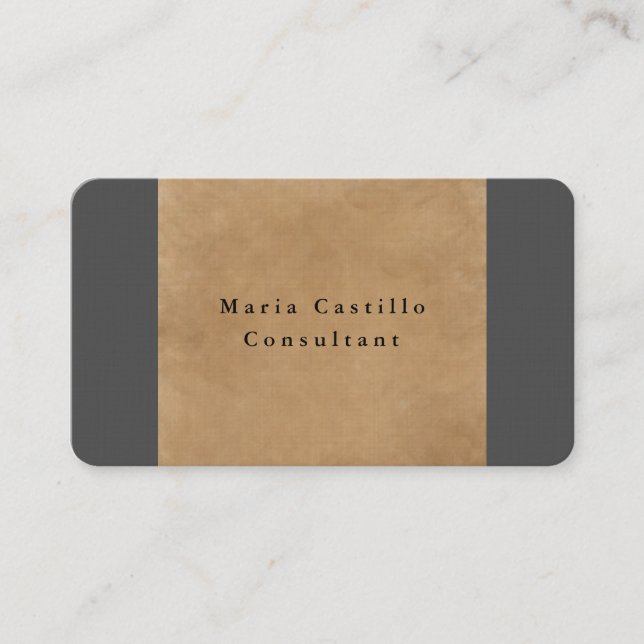 Plain Elegant Soft Brown Grey Minimalist Design Business Card (Front)