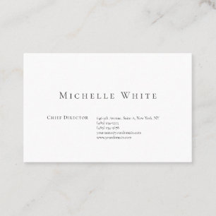  Plain Elegant White Professional Modern Business Card