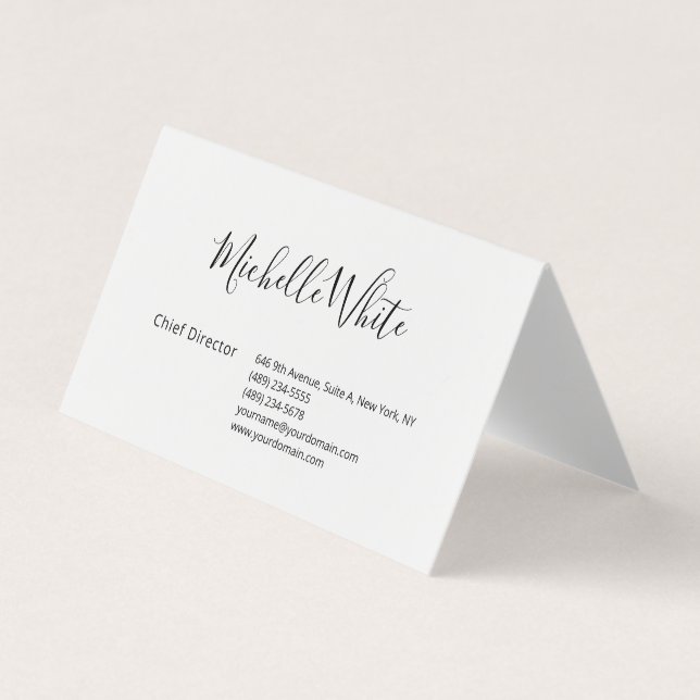  Plain Elegant White Professional Modern Business Card (Front)