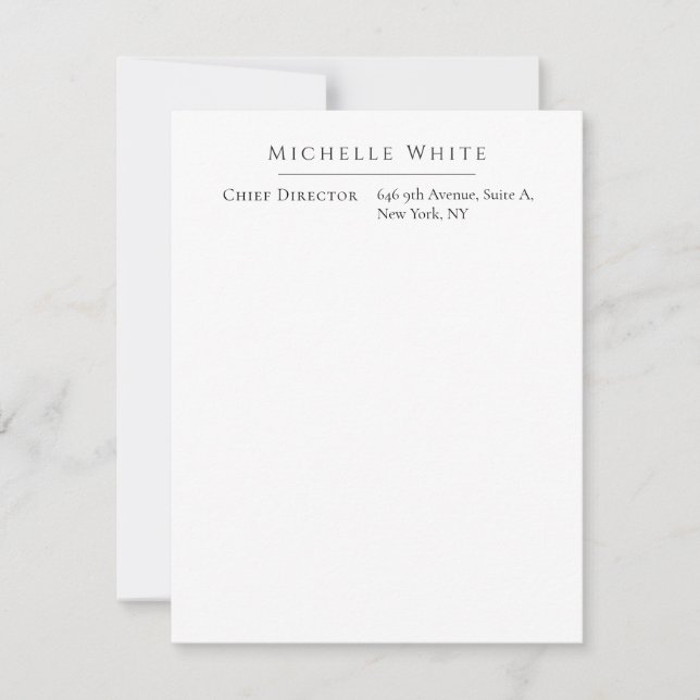  Plain Elegant White Professional Modern Card (Front)