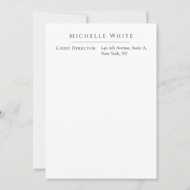 Plain Elegant White Professional Modern Card (Front)