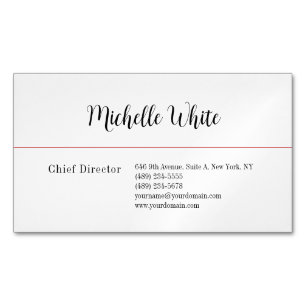 Plain Elegant White Professional Modern Magnetic Business Card