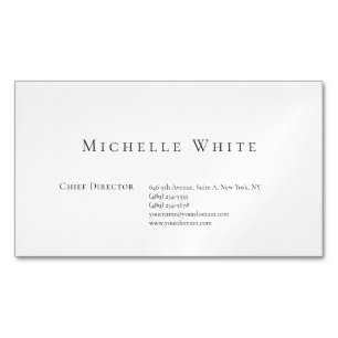 Plain Elegant White Professional Modern Magnetic Business Card