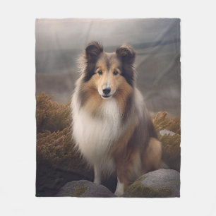 Plain Face Sheltie Fleece Blanket