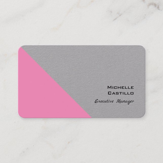 Plain Feminine Minimalist Pink Grey Modern Business Card (Front)