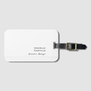Plain Feminine Minimalist White Professional Luggage Tag