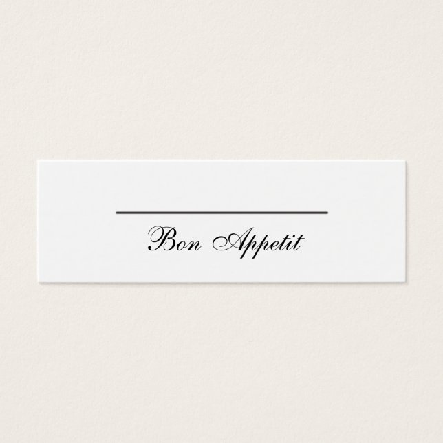 Plain Flat Food or Table Place Cards Bon Appetit (Front)