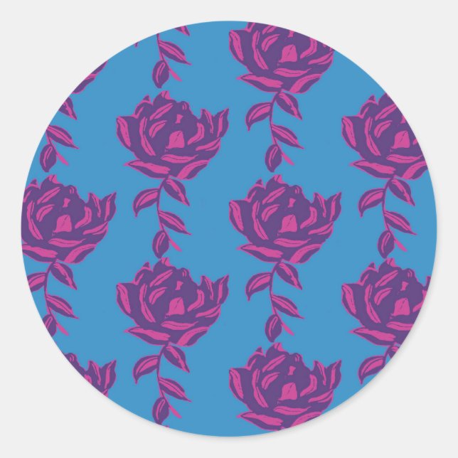 Plain Floral Classic Round Sticker (Front)