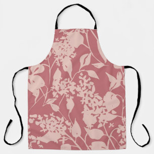 Plain floral drawing. Silhouettes of blooming lila Apron