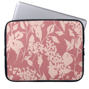 Plain floral drawing. Silhouettes of blooming lila Laptop Sleeve