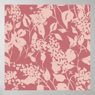 Plain floral drawing. Silhouettes of blooming lila Poster