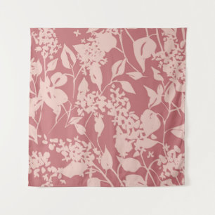 Plain floral drawing. Silhouettes of blooming lila Tapestry