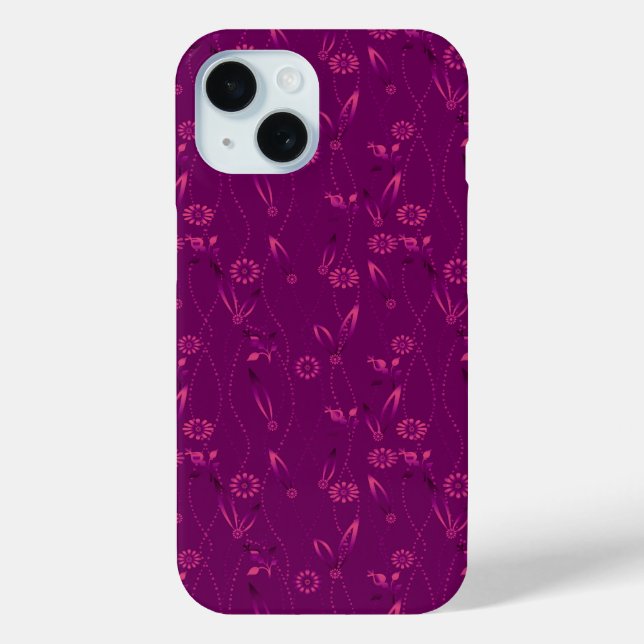 Plain floral pattern retro burgundy Case-Mate iPhone case (Back)