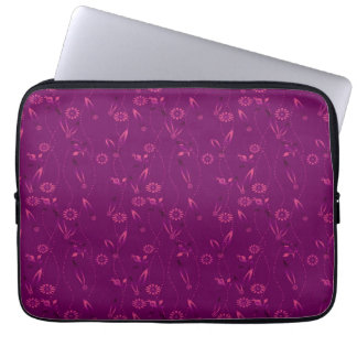 Plain floral pattern retro burgundy laptop sleeve