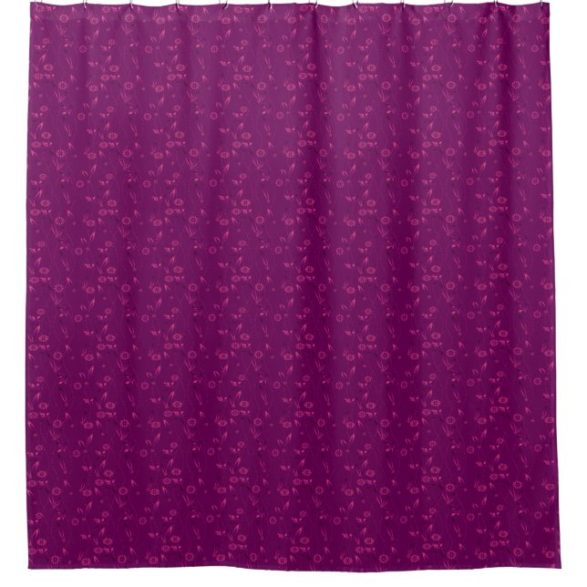 Plain floral pattern retro burgundy shower curtain (Front)