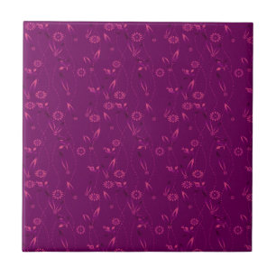Plain floral pattern retro burgundy tile