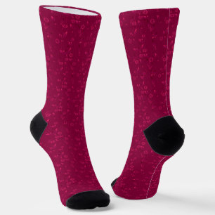 Plain floral pattern retro red socks