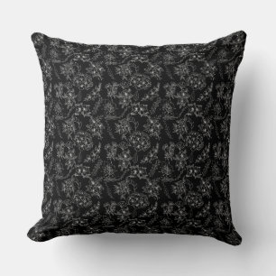 Plain flower pattern 01b Black BG Cushion