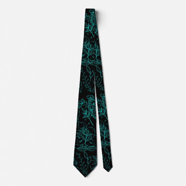 Plain flowers pattern 01.b Black BG Tie (Front)