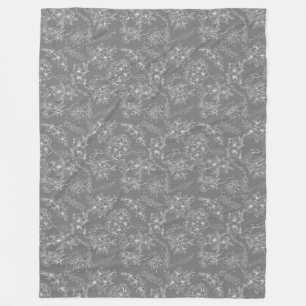 Plain flowers Pattern 01b. Grey BG Fleece Blanket