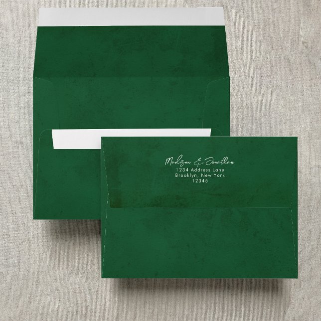 Plain Forest Green Script Text Wedding Envelope (Creator Uploaded)