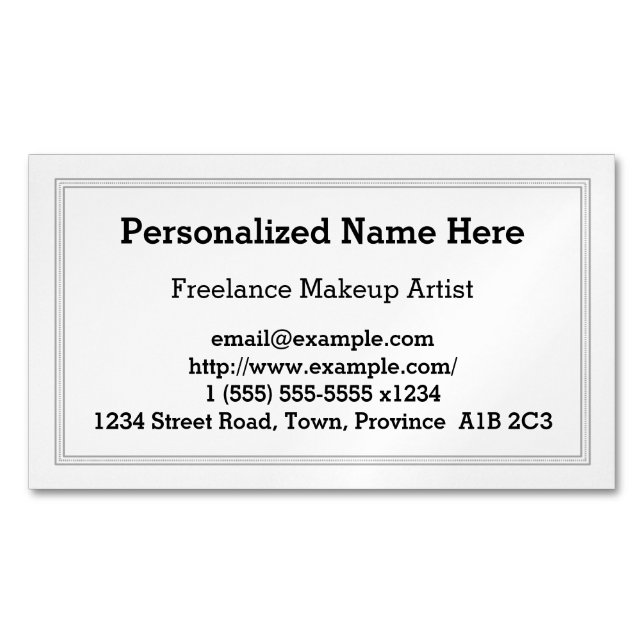 Plain Freelance Makeup Artist Magnetic Business Card (Front)