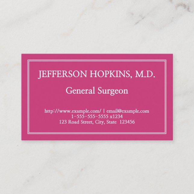 Plain General Surgeon Business Card (Front)