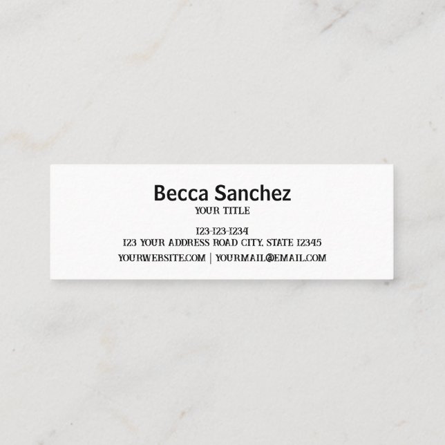 Plain Generic Custom Logo Modern Minimal Mini Business Card (Back)