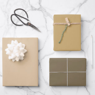 Plain Ginger Fortune Cookie Brown Shades 3 Tones Wrapping Paper Sheet