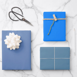 Plain Glaucous Azure Faith Blue Shades 3 Tones Wrapping Paper Sheet