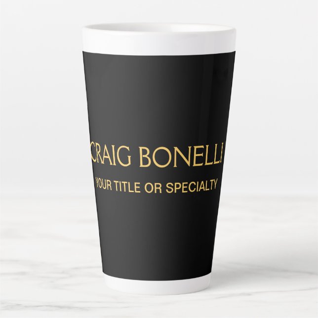 Plain Gold Black Colours Modern Minimalist Latte Mug (Front)