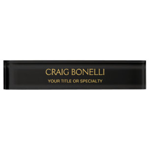 Plain Gold Black Colours Modern Minimalist Nameplate